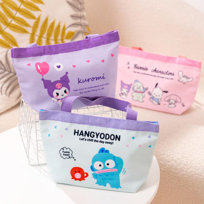 Cartoon hand canvas bag Large capacity lunch box bento bag Fashion small bag Mommy bag Environmental bag storage bag