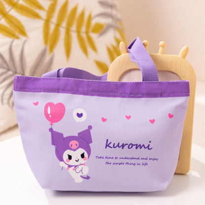 Cartoon hand canvas bag Large capacity lunch box bento bag Fashion small bag Mommy bag Environmental bag storage bag