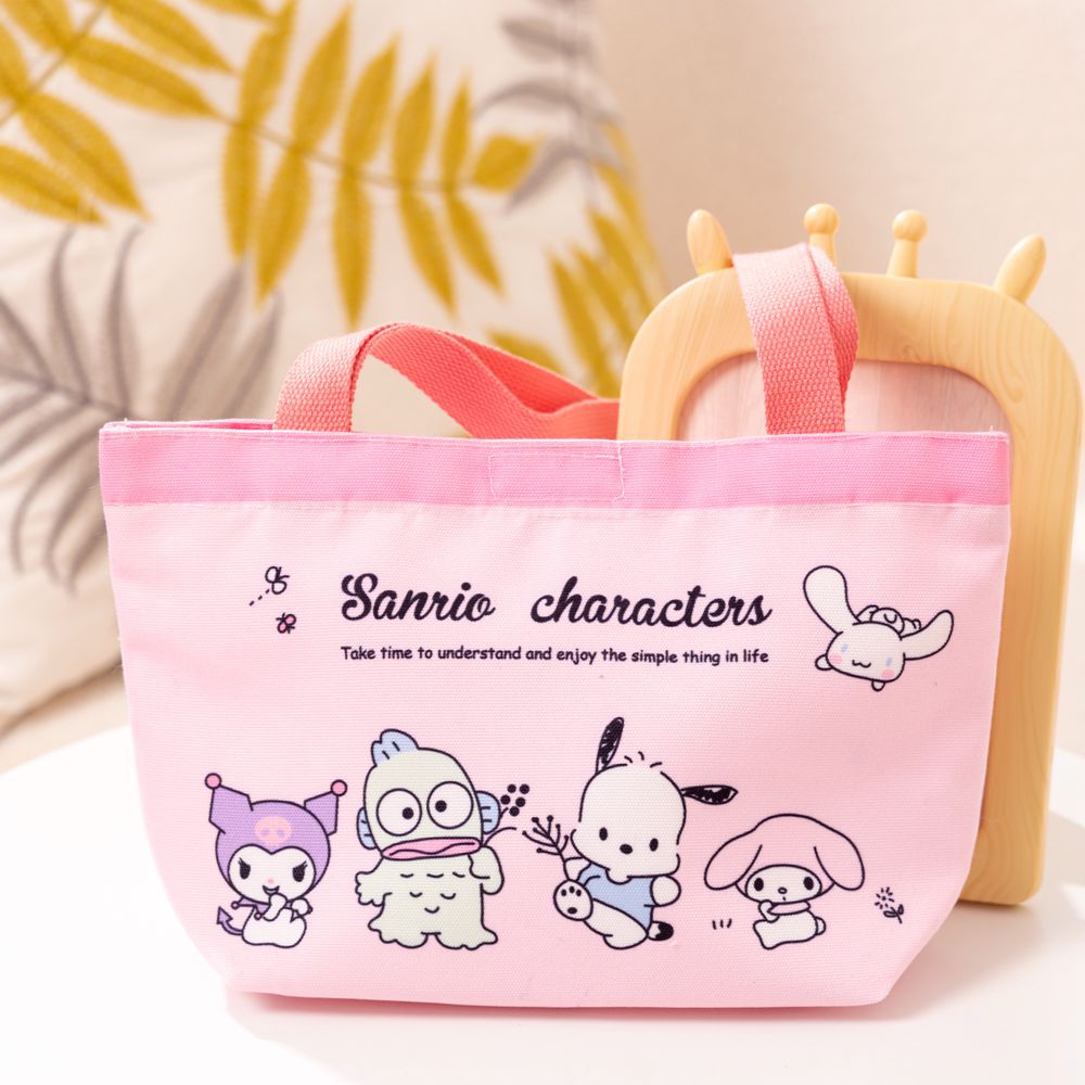 Cartoon hand canvas bag Large capacity lunch box bento bag Fashion small bag Mommy bag Environmental bag storage bag