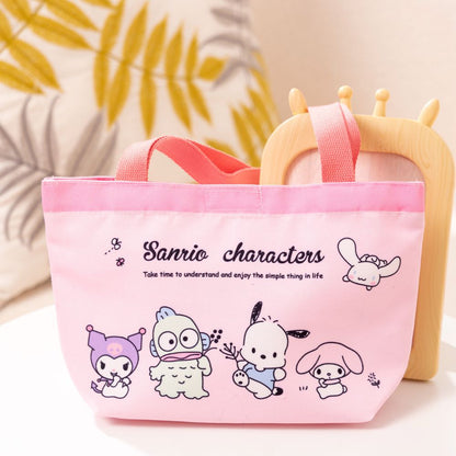 Cartoon hand canvas bag Large capacity lunch box bento bag Fashion small bag Mommy bag Environmental bag storage bag